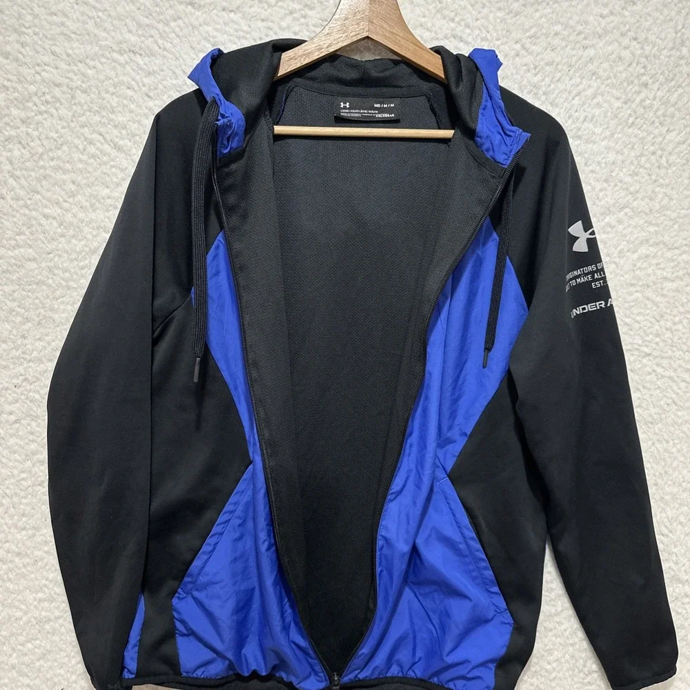 Under Armour Coldgear Storm Performance‎ Athlete Blue/Black Full Zip Jacket Sz M